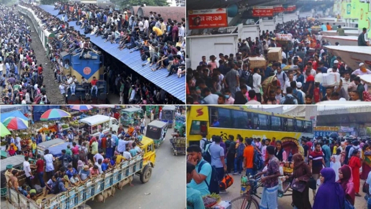 বাসে ট্রেনে লঞ্চে বেড়েছে যাত্রী