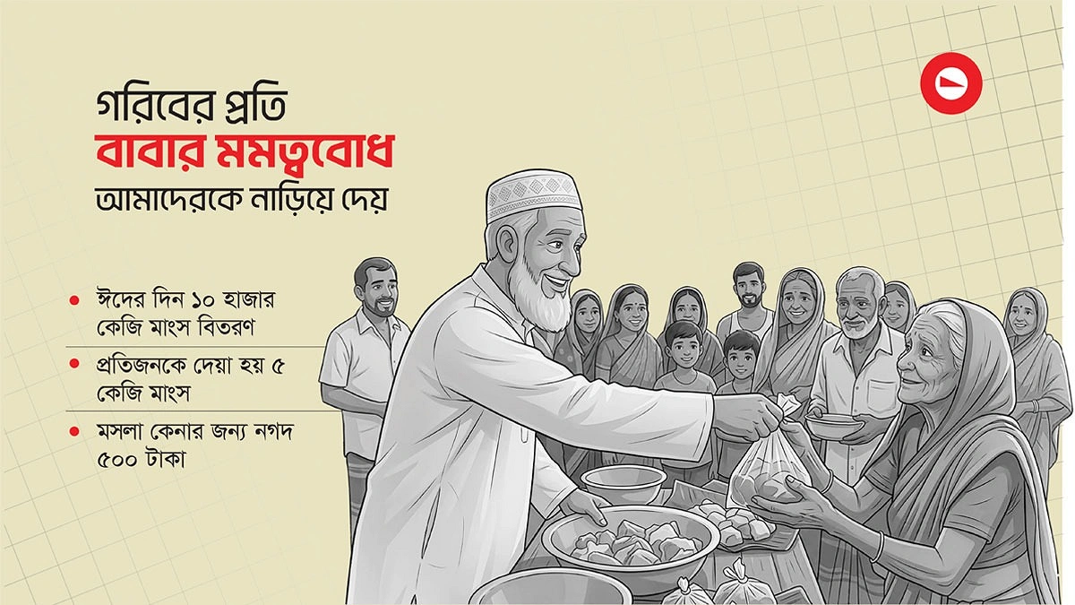 বয়স ৮৩, দাঁড়িয়ে বিলি করলেন ১০ হাজার কেজি মাংস!