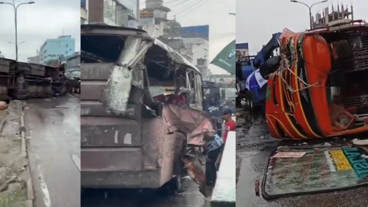 রাজধানীর নর্দায় দুই বাসের সংঘর্ষে নিহত ৪
