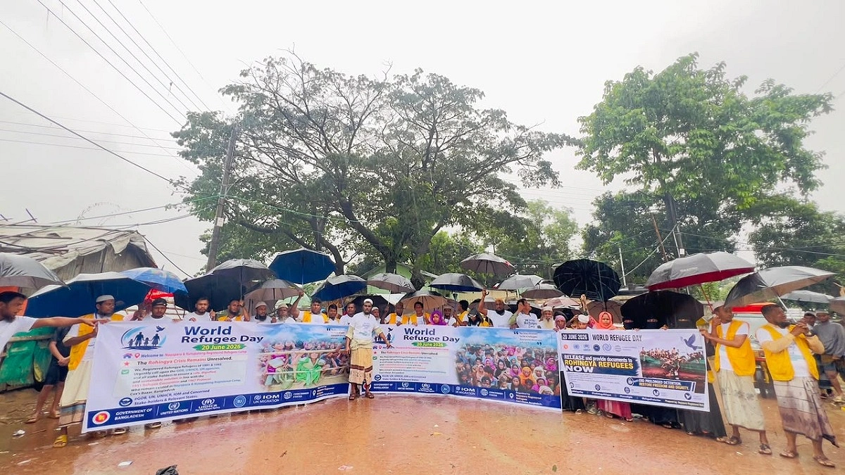 ‘আর শরণার্থী জীবন নয়’, প্রত্যাবাসনের দাবিতে রোহিঙ্গাদের সমাবেশ
