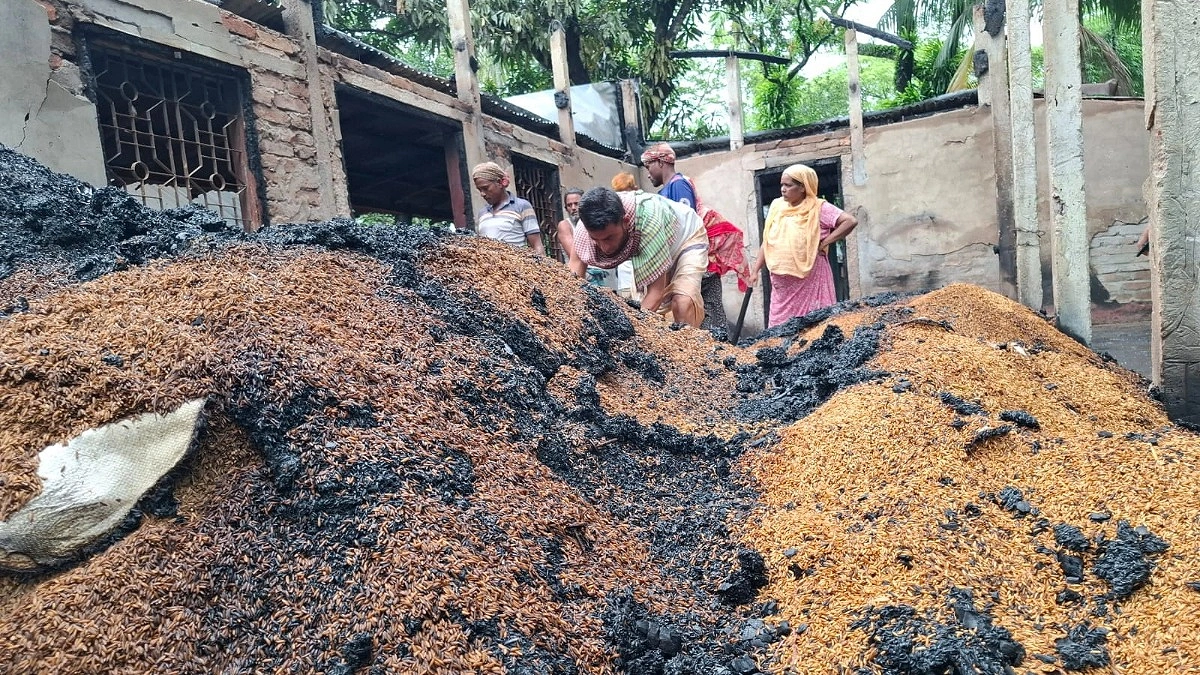 বন্যায় গেল ক্ষেতের ধান, আগুনে গেল ঘরের ধান